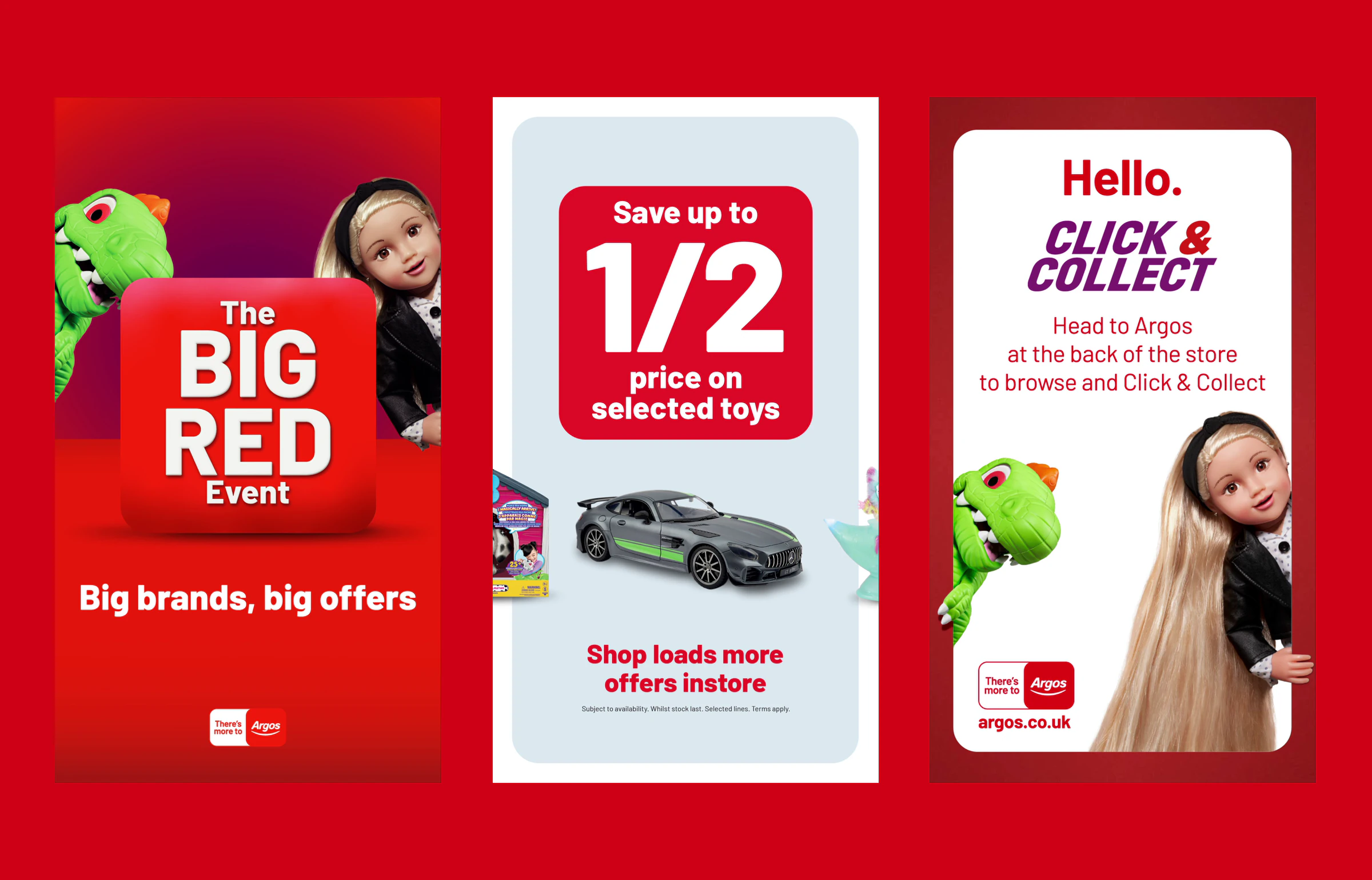 Argos Big Red Event, half-price toys and Click & Collect animations