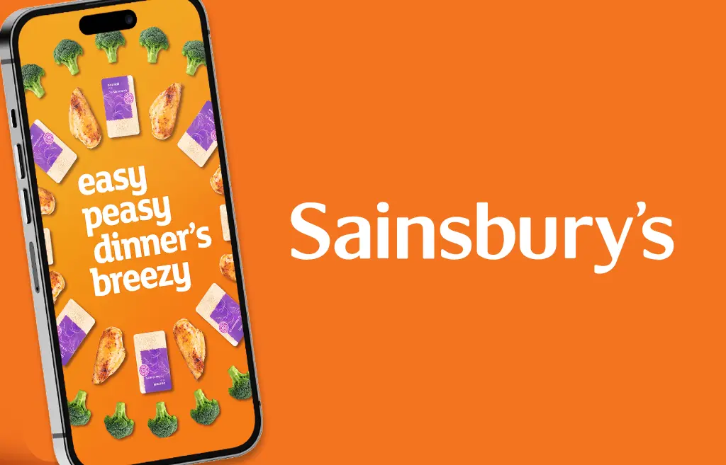 Sainsbury's 'easy peasy dinner's breezy' campaign on a phone